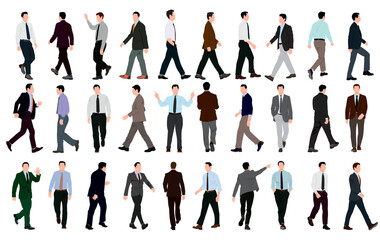 Set of business people or businessman. Collection of handsome male characters different races, body types. Vector realistic illustration isolated on white background.