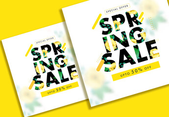 Spring Sale Post or Template Design for Advertising.