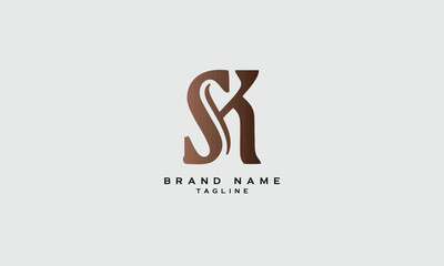SK, KS, Abstract initial monogram letter alphabet logo design