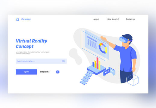 Virtual Reality Concept Based Landing Page Design with Analyst Analysis Data Through VR Glasses.