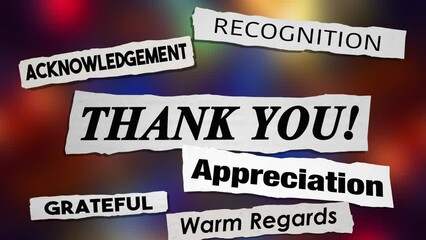 Thank You Gratitude Appreciation Messages Headlines News Recognition 3d Animation
