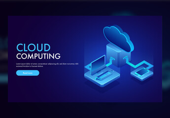 Responsive Landing Page for Cloud Computing Concept Based Isometric Design.
