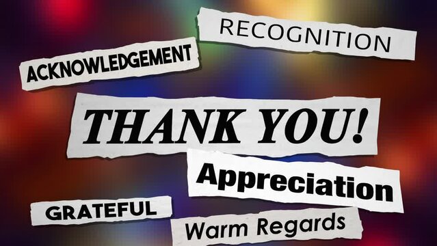 Thank You Gratitude Appreciation Messages Headlines News Recognition 3d Animation