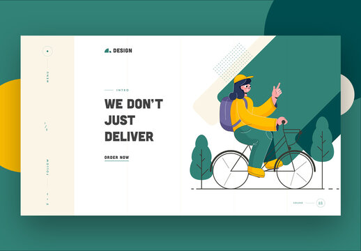 We Don’t Just Deliver Concept Based Landing Page with Young Girl Riding Bicycle.