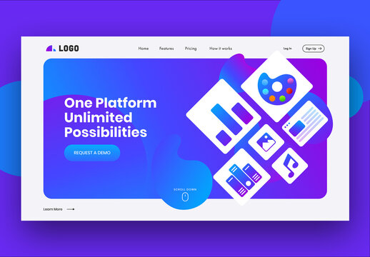 Gradient Landing Page or Hero Banner Design for One Platform Unlimited Possibilities.