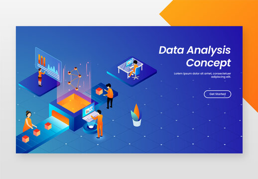Data Analysis Concept Based Landing Page Design with Business People Maintain Data Server or Analysis Stats.