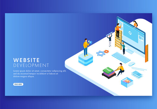 Website Development Concept Based Landing Page.