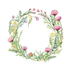 Watercolor Floral Frame made of Wildflowers