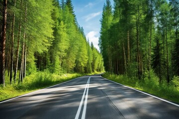 Asphalt highway and green forest 