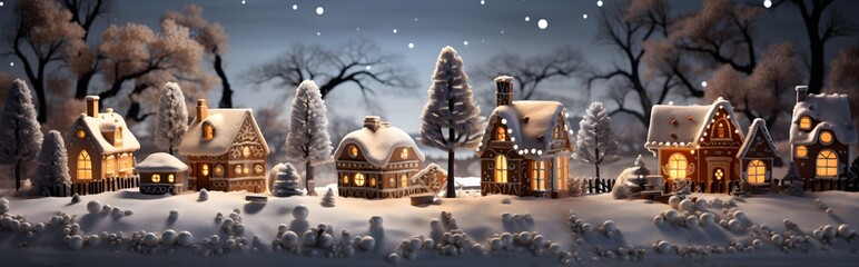 Naklejka premium Miniature Christmas Towns Resembling Gingerbread Houses