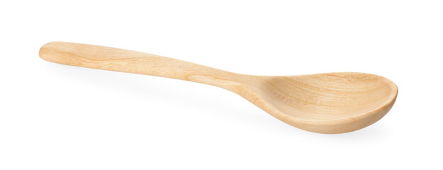 One empty wooden spoon isolated on white
