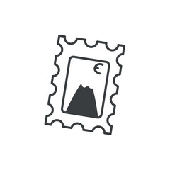 Travel element of set in black line design. Travel-themed artwork with precise black-outlined envelope mark add an authentic touch to all design. Vector illustration.