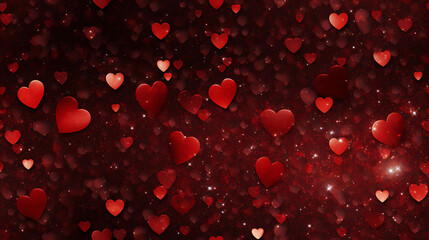Red hearts in glitter style for valentine - Seamless tile. Endless and repeat print.	
