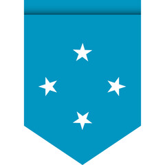 Micronesia flag or pennant isolated on white background. Pennant flag icon.