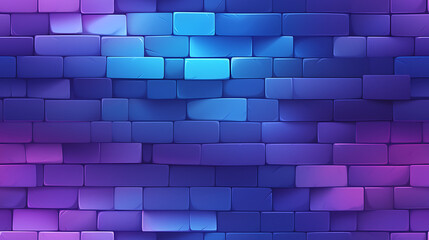 Abstract Blue and Purple brick wall background - Gaming pixel wall bricks, cartoon style - Seamless tile. Endless and repeat print.