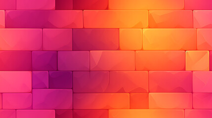 Abstract Pink and orange brick wall background - Gaming pixel wall bricks, cartoon style - Seamless tile. Endless and repeat print.