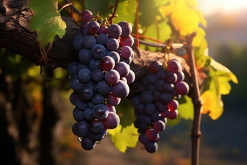 Fototapeta premium Ripening of red vines for wine production