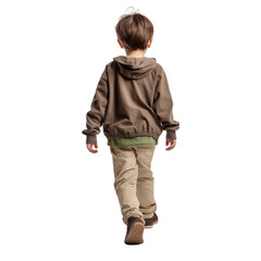 view of a child standing, transparent background, backview boy