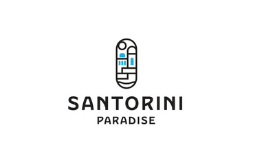 Santorini greek island logo icon design template flat vector
