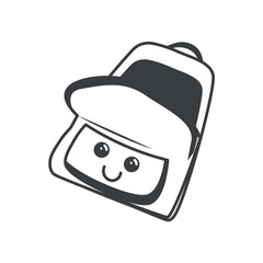 Camping element of set in black line design. The illustration shows a cute roomy backpack that is ideal for camping and hiking. Vector illustration.