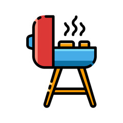 Barbeque BBQ icon color style vector illustration