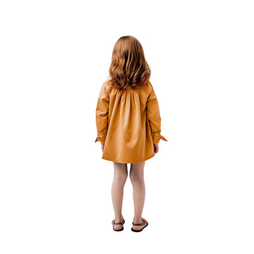 view of a child standing, transparent background, back view girl