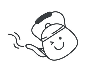 Autumn element of set in black line design. Season atmosphere with a black-outlined teapot symbolize warmth and comfort in the wilderness. Vector illustration.