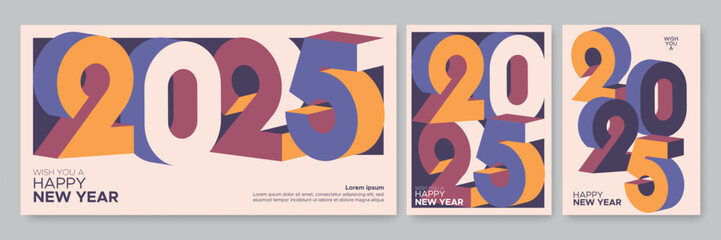 2025 new year with number on art wall concept. Happy new year 2025 greeting concept