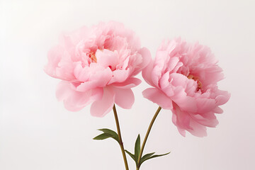 pink peony on a white background generated AI