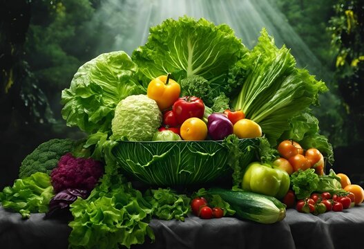 A Close Up Of Many Different Vegetables In A Bowl On A Table