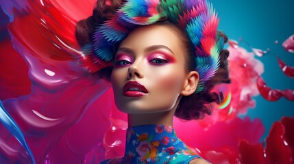 Obraz na płótnie Canvas Dive into the fashion and cosmetics industries with AI-generated fashion and beauty imagery that takes your marketing materials to the next level, capturing the essence of style, products, and models.