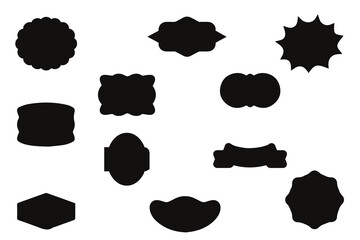 Set of black retro vintage sticker frames and labels. Decorative label and old retro shape collection. Vector illustration