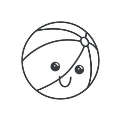 Sport element of set in black line design. A striking black-outlined illustration of a versatile ball, showcasing its importance in various sports and games. Vector illustration.