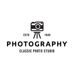 Photo studio logo vintage vector. Hipster and retro style. Perfect for your business design.