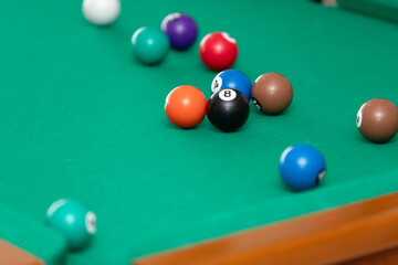 Billiard balls on a table