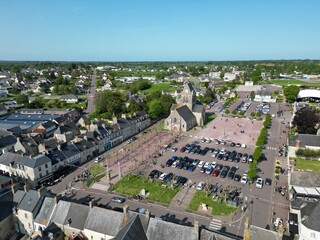 Sainte Mere Eglise Normandy France drone,aerial