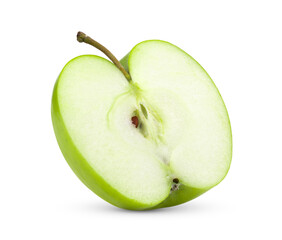 half green apple isolated on transparent png