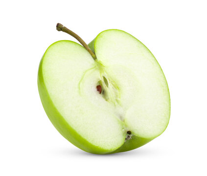 half green apple isolated on transparent png