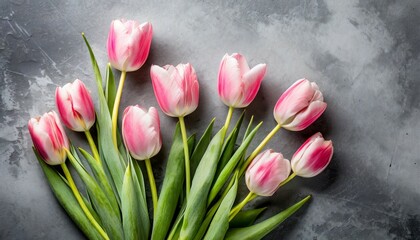 tulip flowers on grey background
