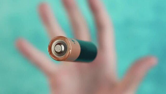 Rechargeable battery thrown in macro