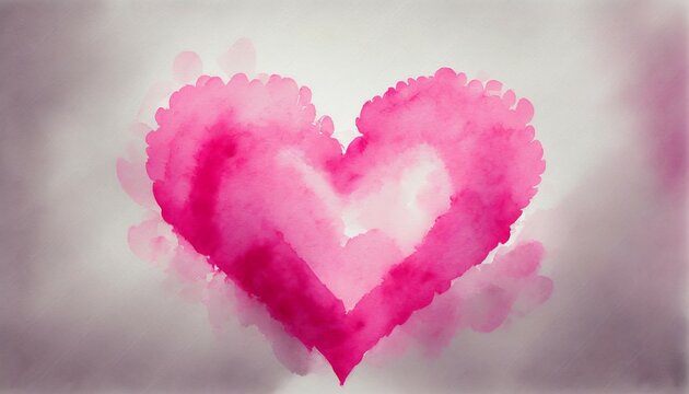 watercolor painted pink heart for texture and valentine background