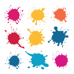 Colorful ink spots set vector. Color paint splatter. Colorful ink stains, abstract paints splashes.