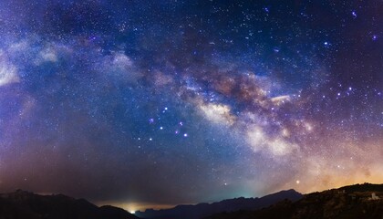 panoramic astrophotography of visible milky way galaxy stars nebula and stardust at night sky