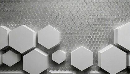 white hexagon background with copy space 3d illustration