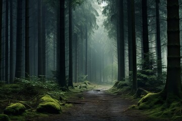 Foggy forest, natural light