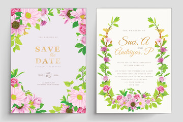 pink floral summer and spring invitation card design