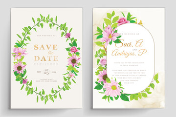 pink floral summer and spring invitation card design