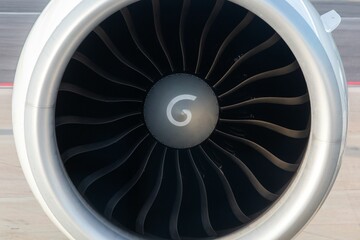 Closeup of a huge jet engine of a commercial jetliner