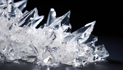 Close-up of a White Crystal on a Black Background