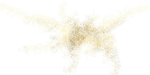 Sparkling dust particles. PNG, Gold sparkle splatter border .Festive  background with gold glitter and confetti for celebration. Background with glowing golden particles. - obrazy, fototapety, plakaty